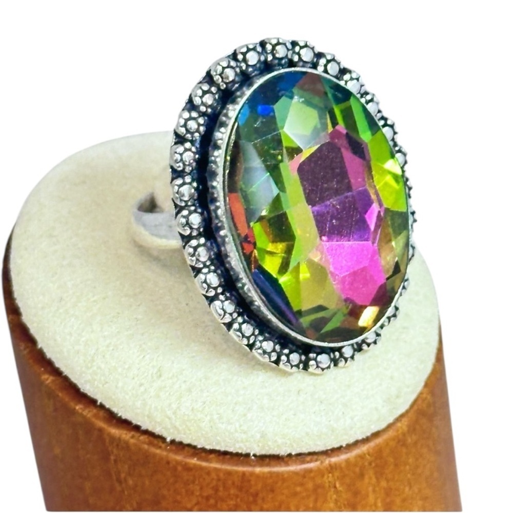 Hand Crafted MYSTIC TOPAZ Artisan Jewelry Multicolor Ring in Green Pink Purple
